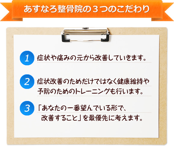 あすなろ整骨院の3つのこだわり