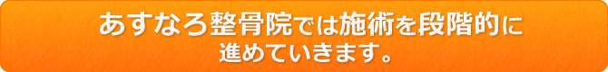 あすなろ整骨院では施術を段階的に進めていきます。